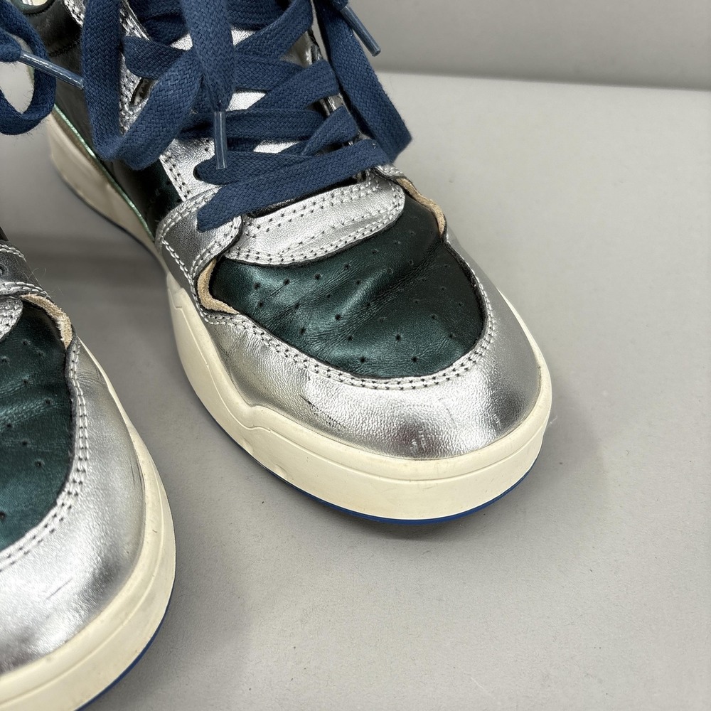 Isabel Marant Shoes Womens Size 5 Metallic Silver Green Blue Low Top Sneakers - Picture 4 of 13